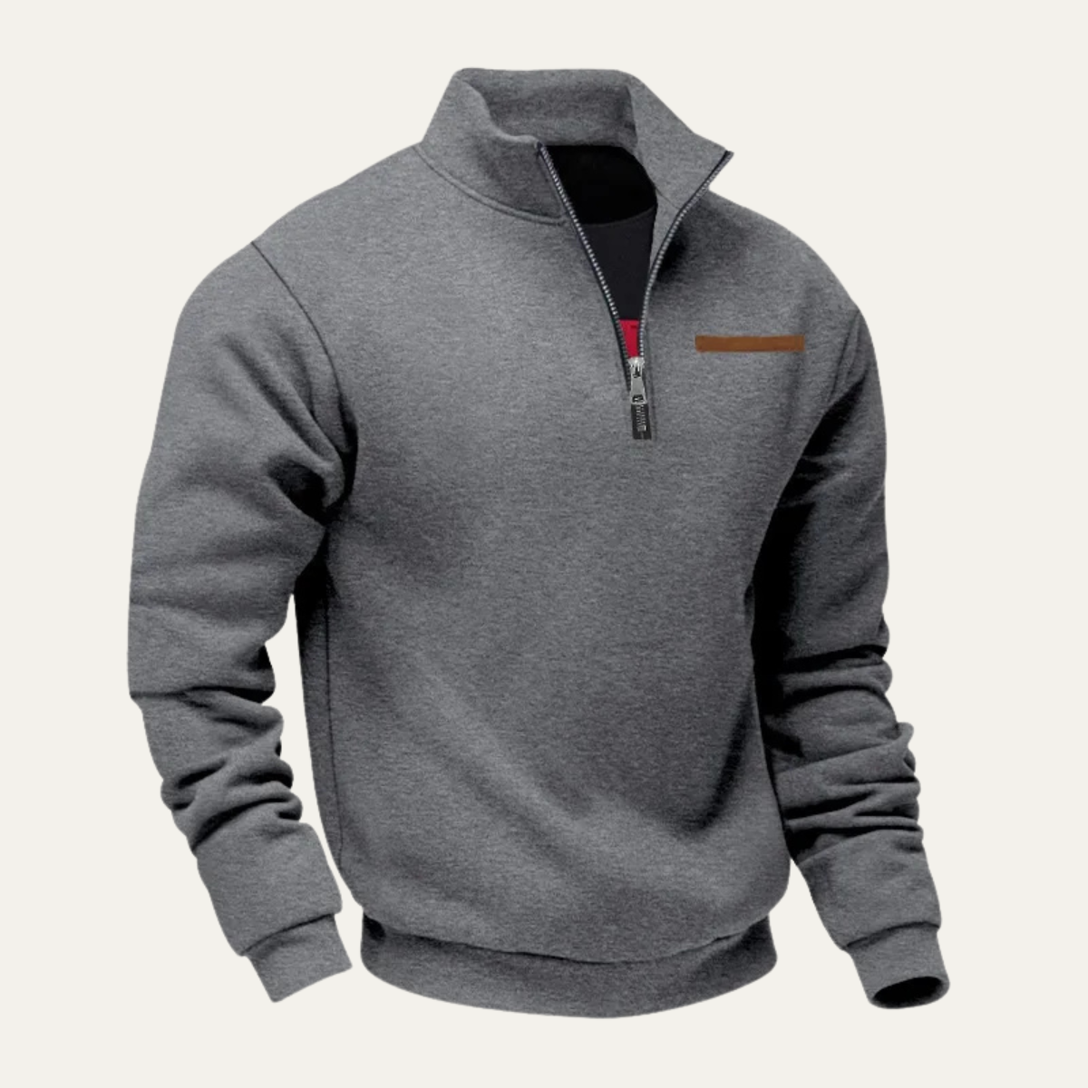 Men's Warm Half Zip Sweater Wool Blend Silver