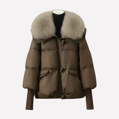 Women's Puffer Jacket Faux Fur Collar - Vonnera