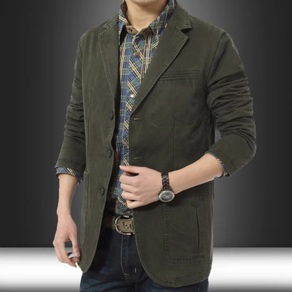 Men's Slim Fit Cotton Blazer Lightweight Navy