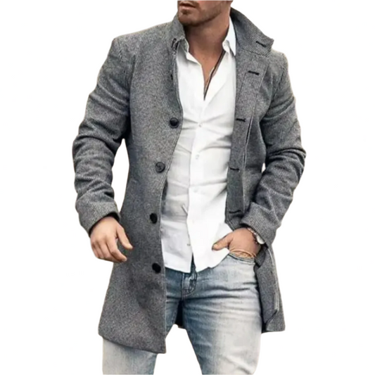 Men's Winter Coat Button Front With Pockets - Vonnera
