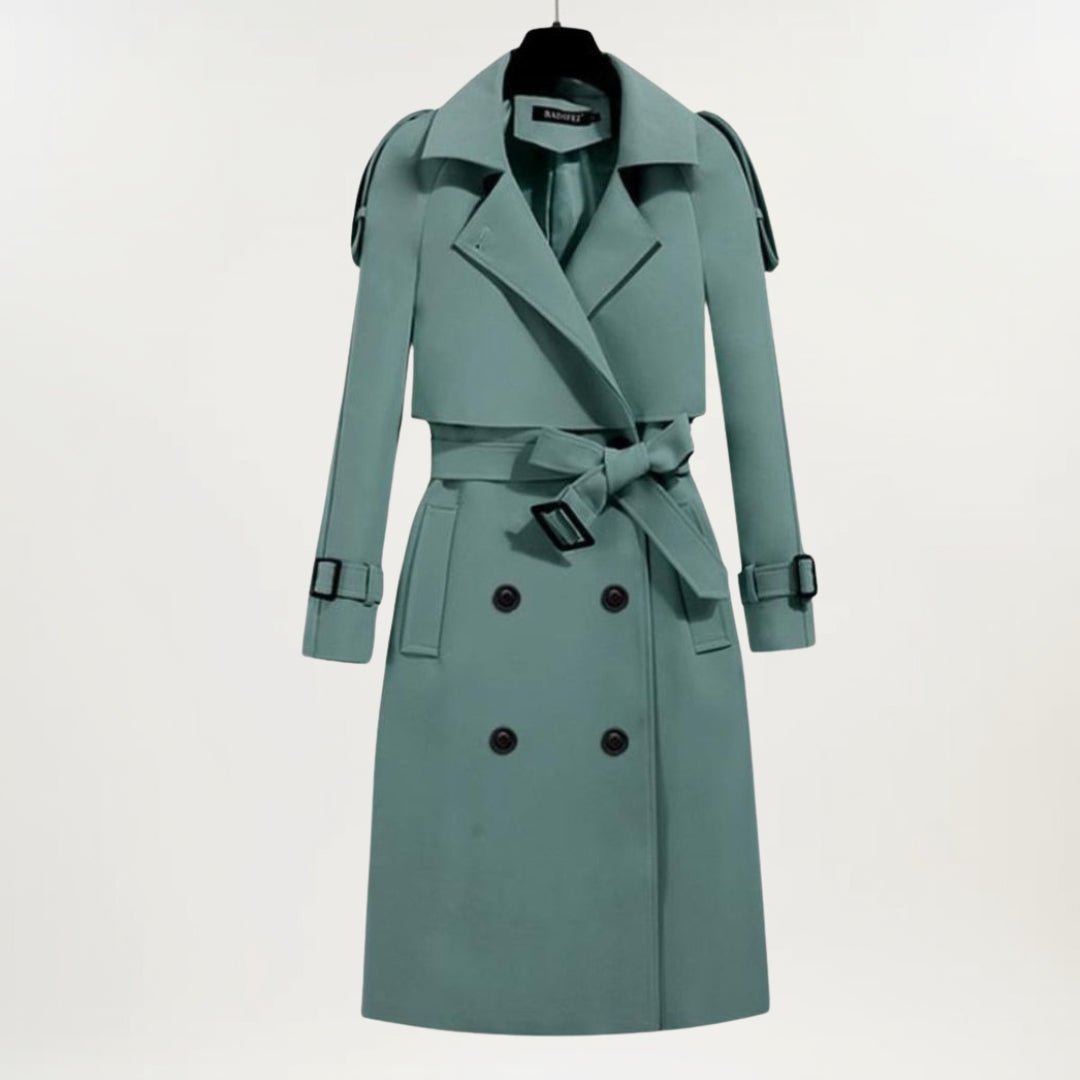 Women's Double Breasted Trench Coat Belted - Vonnera