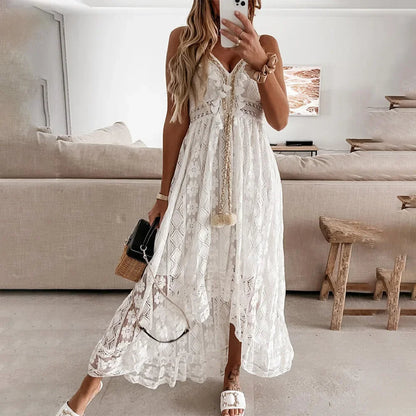BreezeCharm Women's Lace Tie Dress with Tassels