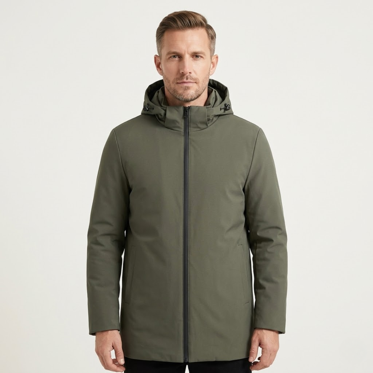 Men's Modern Fit Hooded Jacket Warm