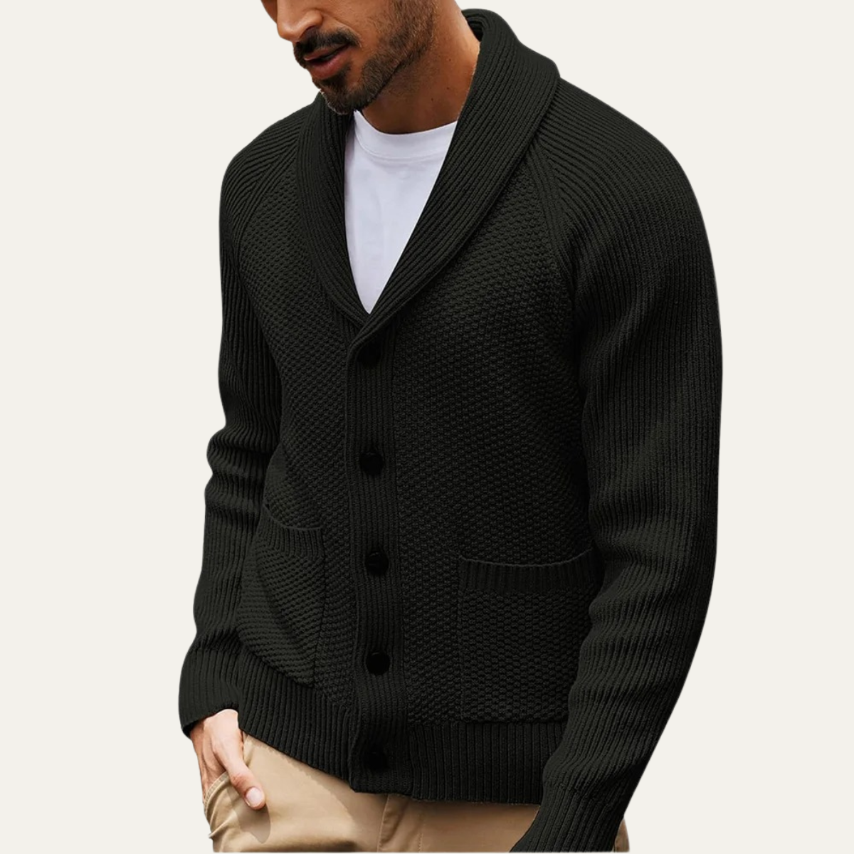 Men's Shawl Collar Cardigan Button Up Sweater