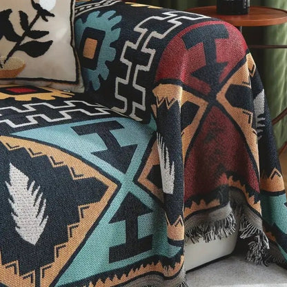 Geometric Sofa Cover Boho Patterned Stretch Fabric