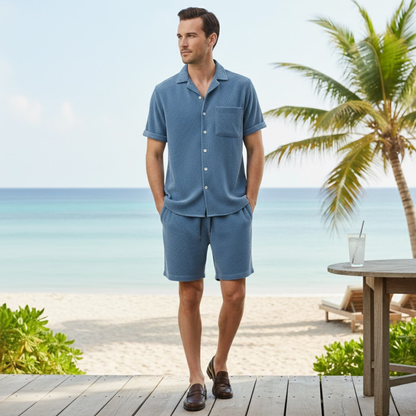 Men's Corduroy Summer Set Shirt And Shorts