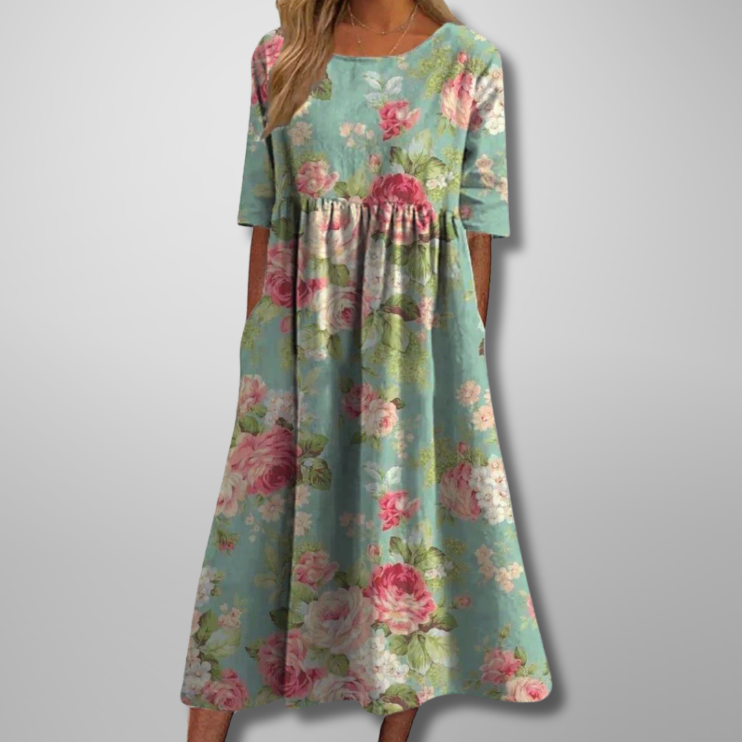 Women's Floral Midi Dress Relaxed Fit