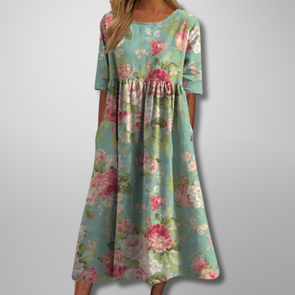 Women's Floral Midi Dress Relaxed Fit