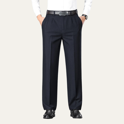 Men's Double Pleated Straight Leg Dress Pants Wool