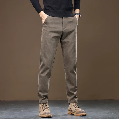 Men's Classic Straight Leg Pants Cotton Casual Beige