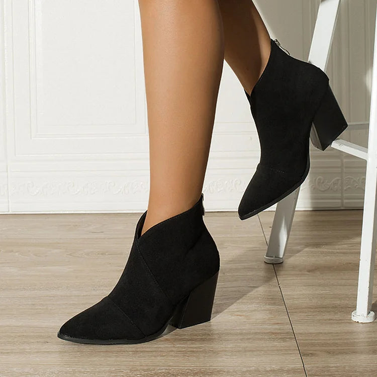 Women's Ankle Boots Zip Block Heel