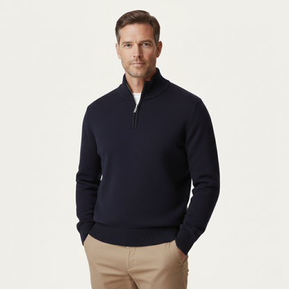 Men's Wool Quarter Zip Sweater Soft Knit