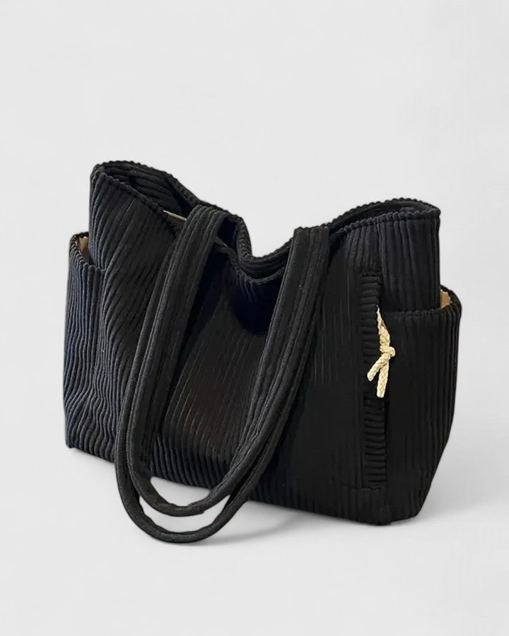 Women's Ribbed Handbag Luxurious Fabric - Vonnera
