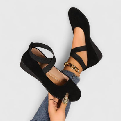 Women's Suede Cross Strap Wedge Flats - Vonnera