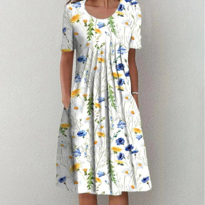 Women's Floral Dress With Pockets Casual