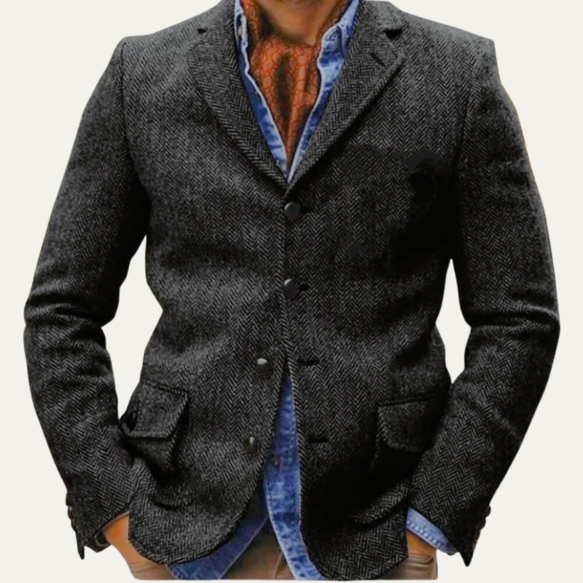 Men's Tweed Business Blazer Dark Gray