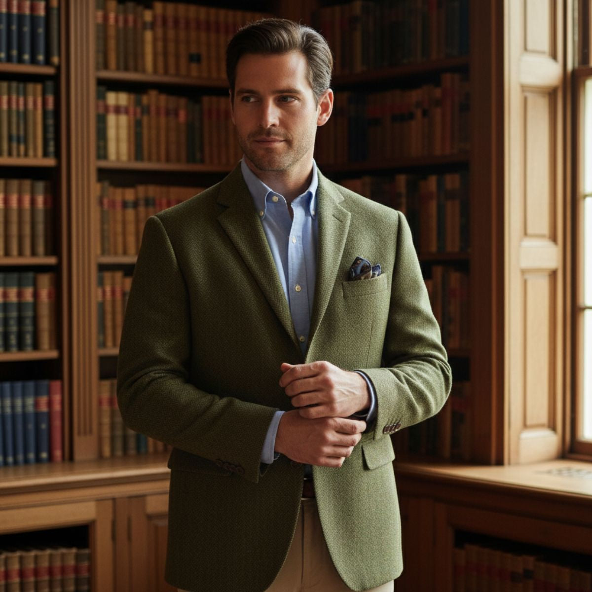 Mens Wool Tweed Blazer Jacket