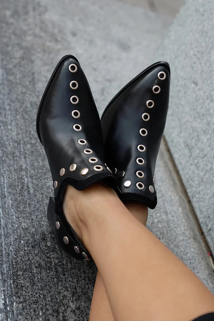 Women's Studded Ankle Boots Block Heels