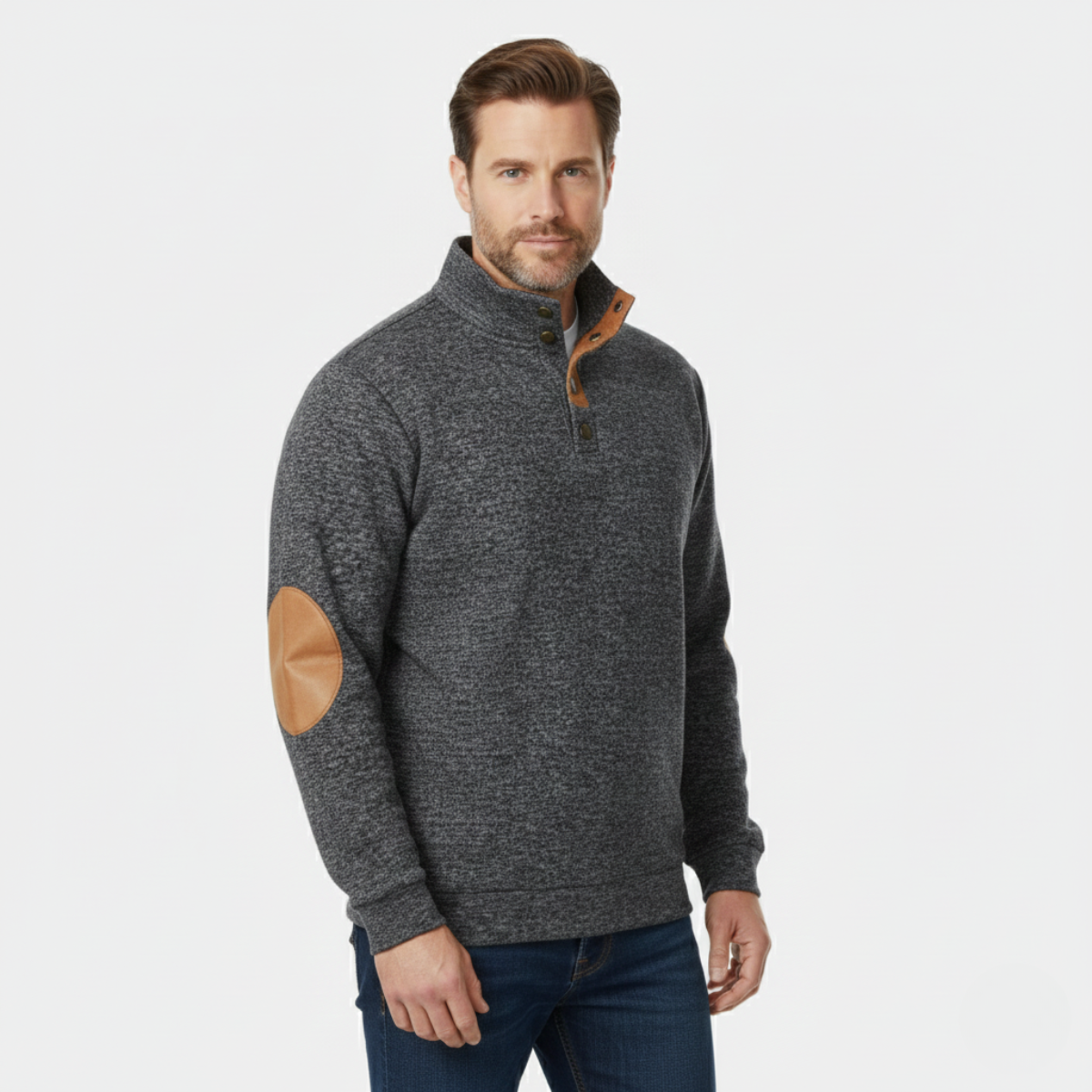 Men's Knitted Sweater Elbow Patches Heritage Style