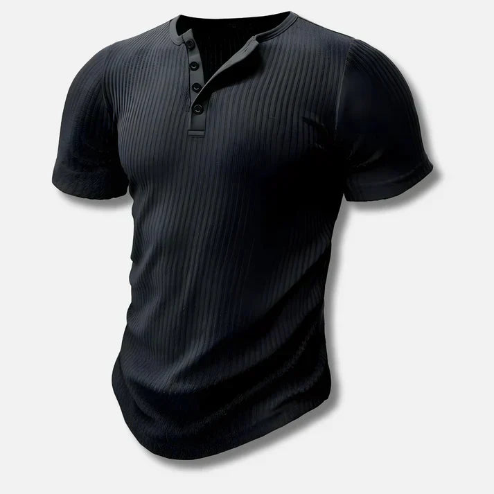 Men's Slim Fit Henley Shirt Button Front Cotton - Vonnera