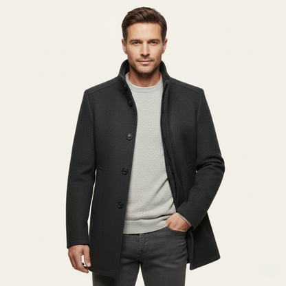 Men's Wool Blend Coat Warm Lining Button Up