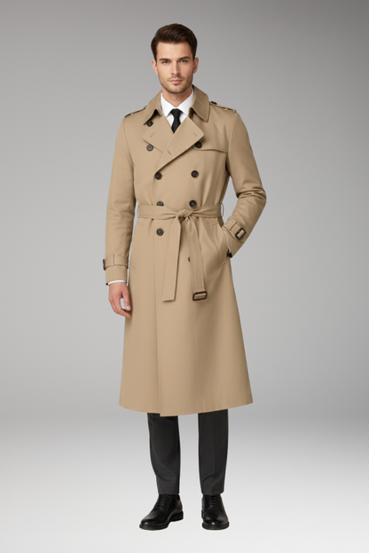 Men's Trench Coat Wide Lapels Belted