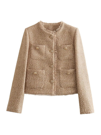 Women's Cropped Tweed Jacket - Vonnera