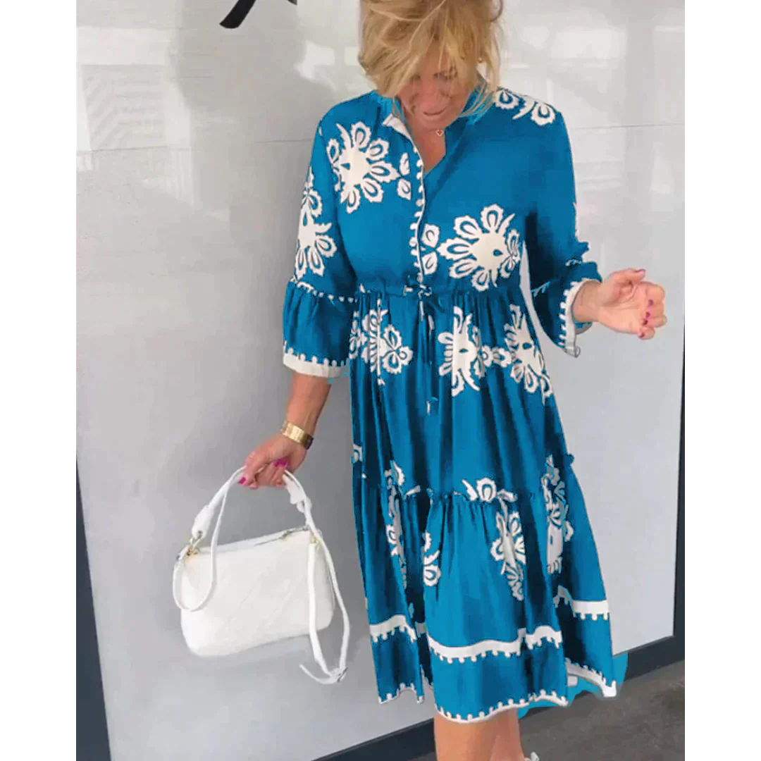 Women's Floral Print Autumn Dress Elegant Fit