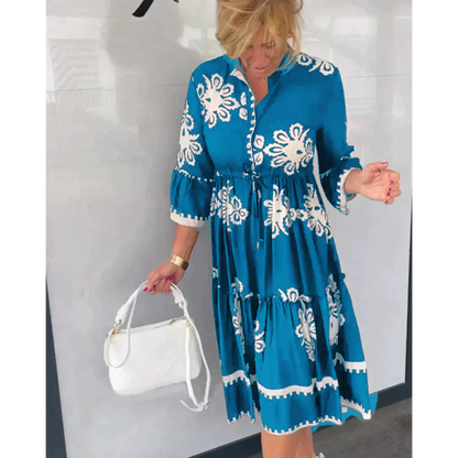 Women's Floral Print Autumn Dress Elegant Fit