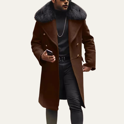 Men's Fur Collar Double Breasted Streetwear Jacket