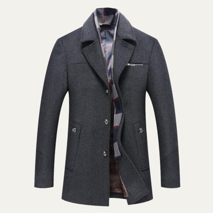 Men's Wool Blend Long Winter Business Coat