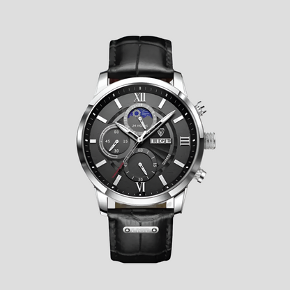 Men's Classic Watch 42mm Leather Strap Elegant