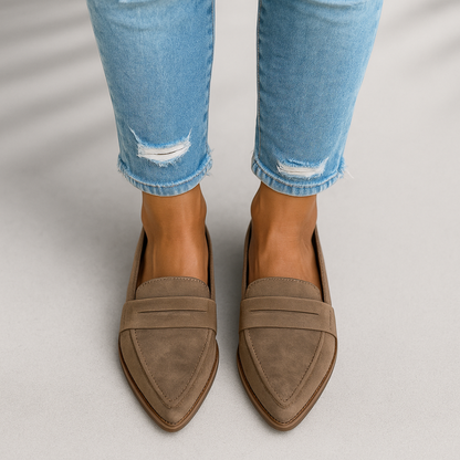 Women's Pointed Loafers Strap Detail
