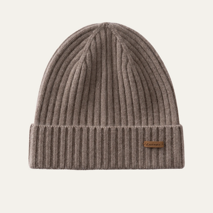Men's Cashmere Ribbed Beanie Black