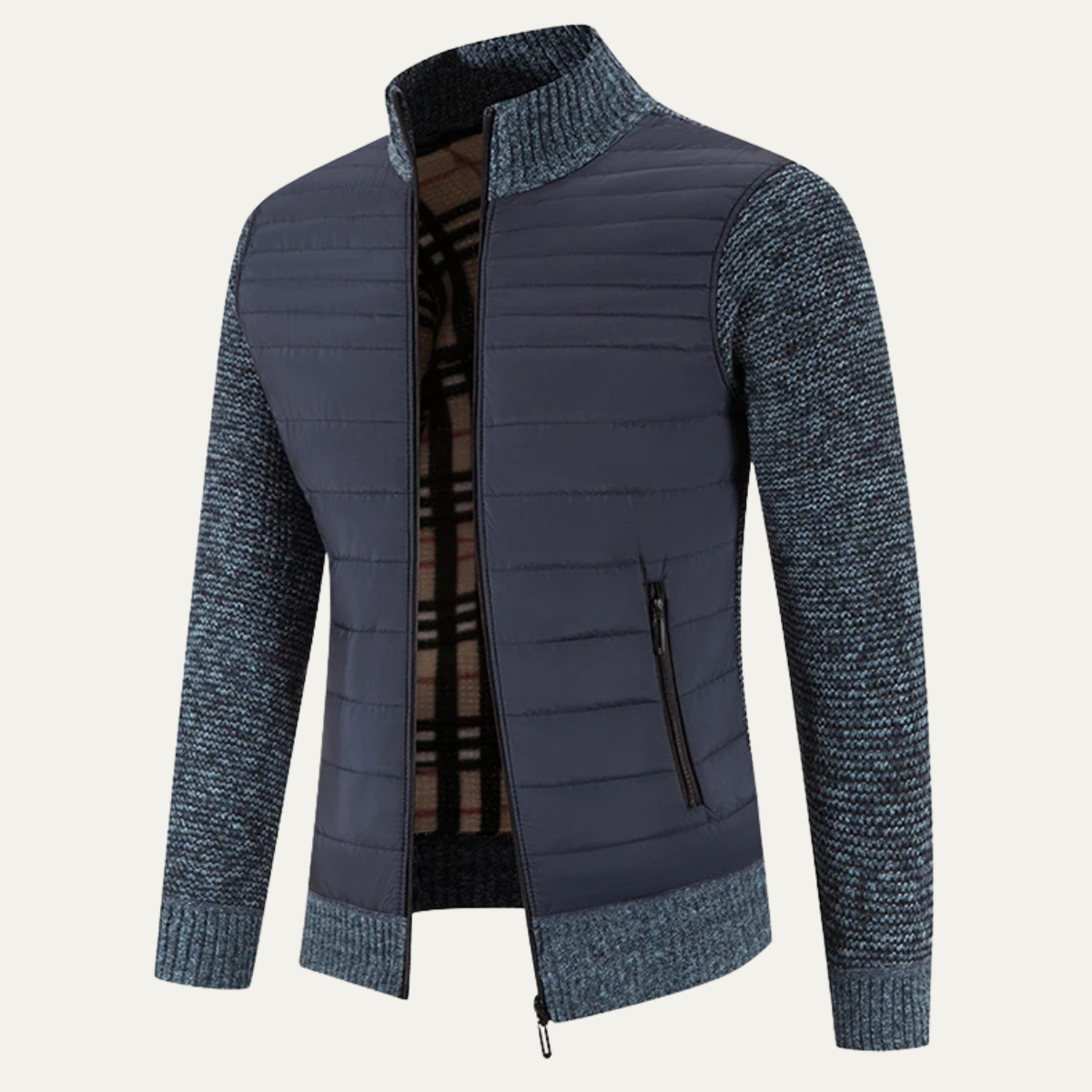 Men's Padded Stand Collar Winter Zip Jacket