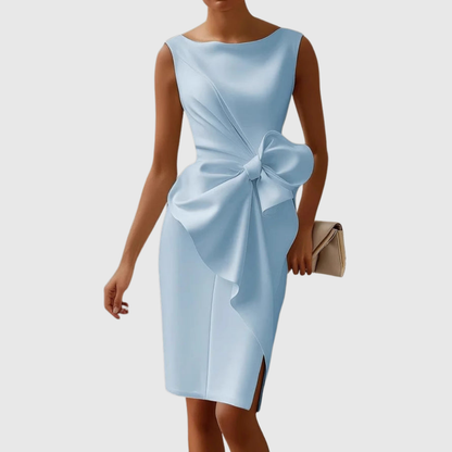 Women's Sleeveless Midi Dress Bow Detail Navy
