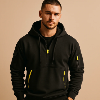 Men's Casual Half Zip Sweater Fleece Zip Pockets