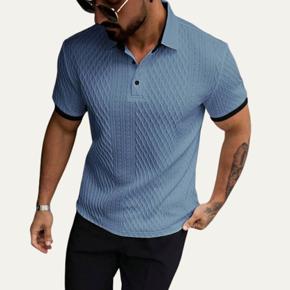 Men's Classic Polo Shirt Textured Contrast Collar