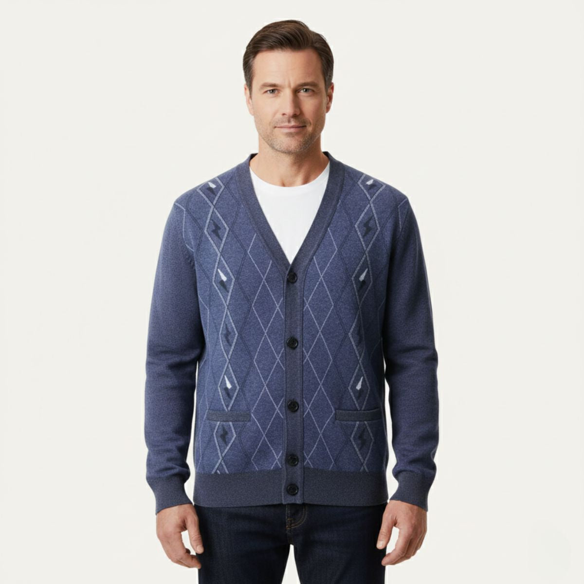 Men's V Neck Knit Cardigan With Pockets