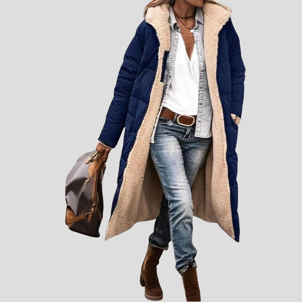 Women's Reversible Hooded Winter Coat Teddy Lining