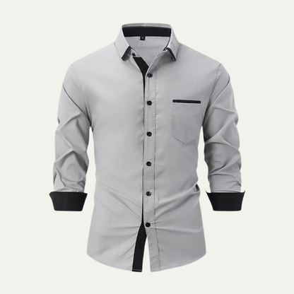 Men's Contrast Trim Button Up Shirt - Vonnera