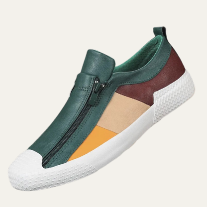 Men's Leather Sneakers Zip Black