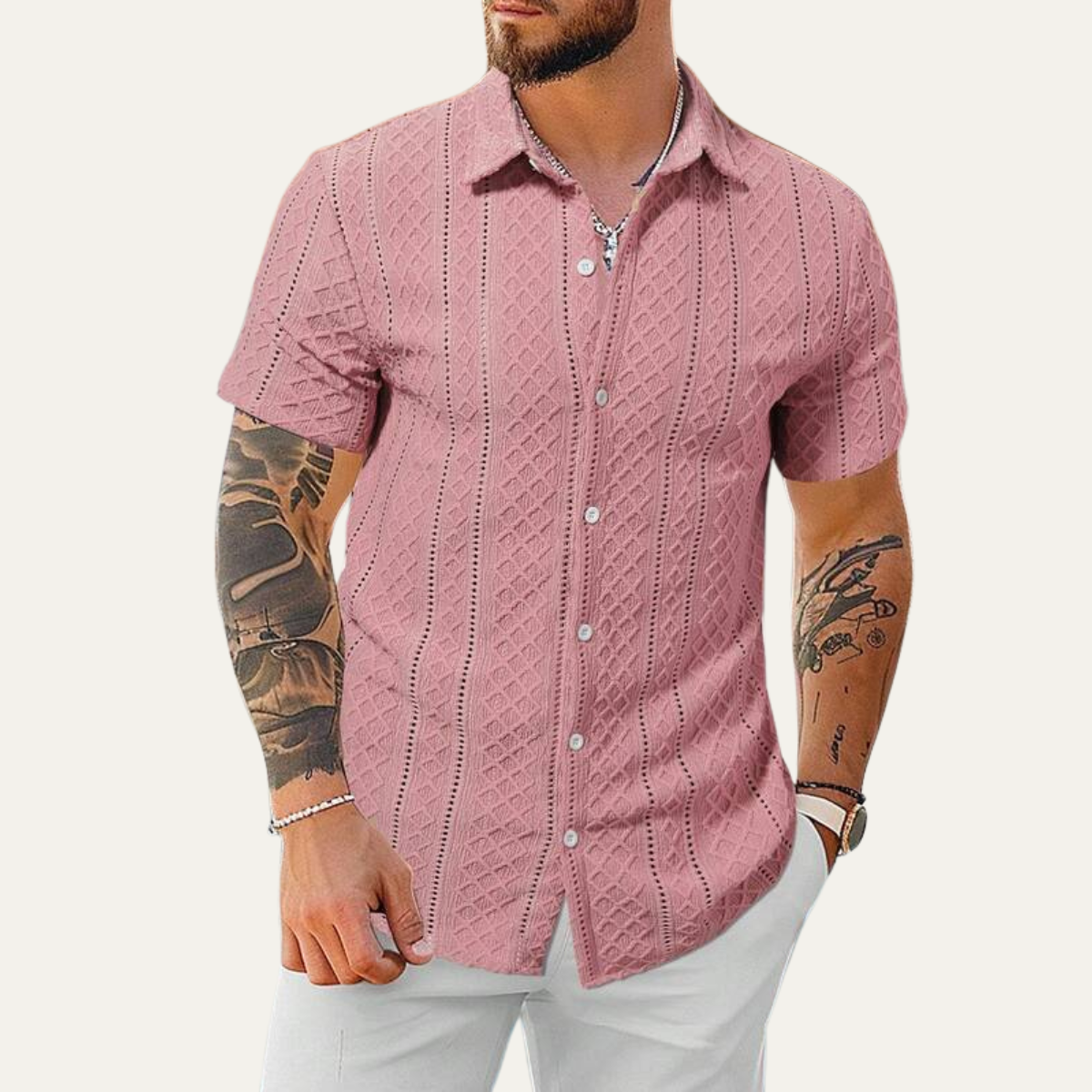 Men's Textured Button Up Shirt