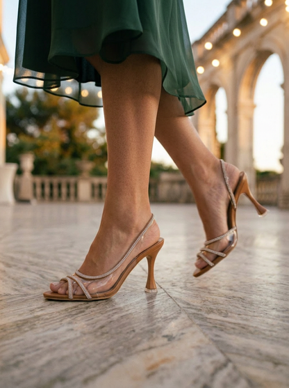 Women's High Heel Sandals Transparent Rhinestone Strap