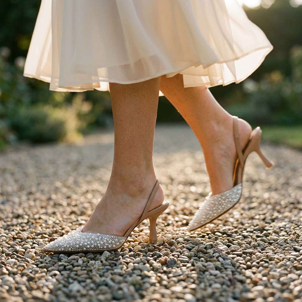 Women's Pointed Toe Pumps Pearl Rhinestone Accents