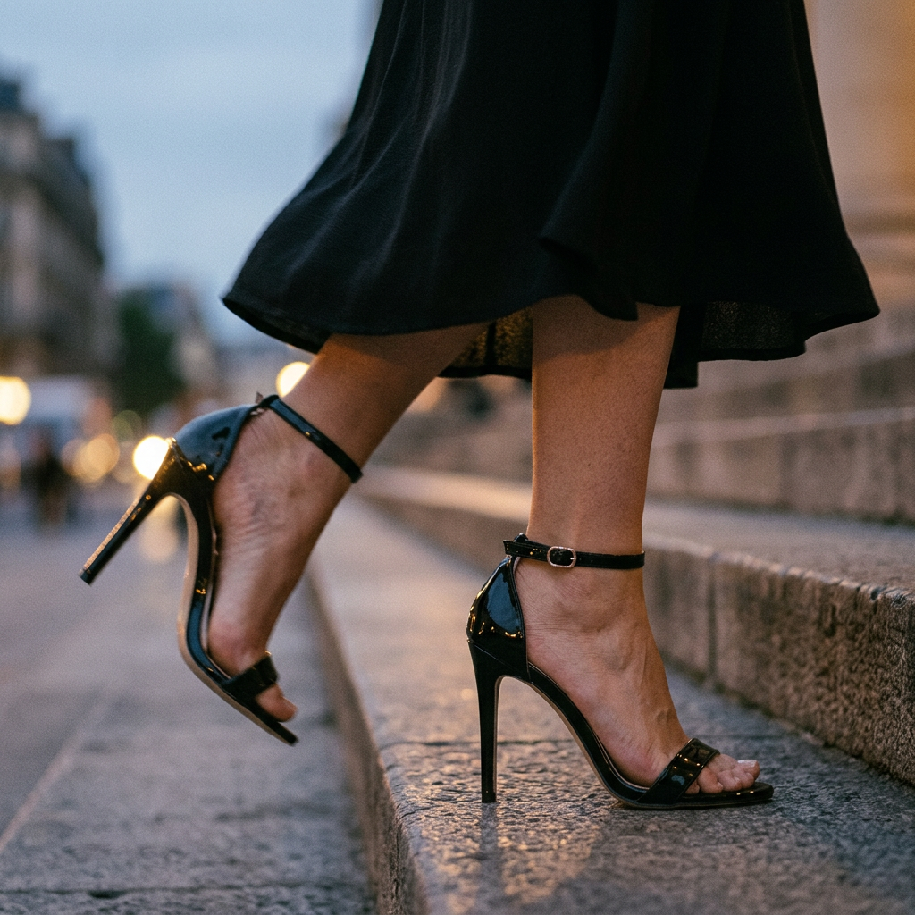 Women's High Heel Sandals Ankle Strap Black