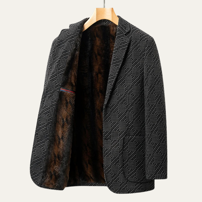 Mens Chenille Blazer Soft Fur Lined Navy