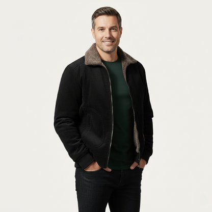 Men's Corduroy Jacket Fleece Lined Fur Collar