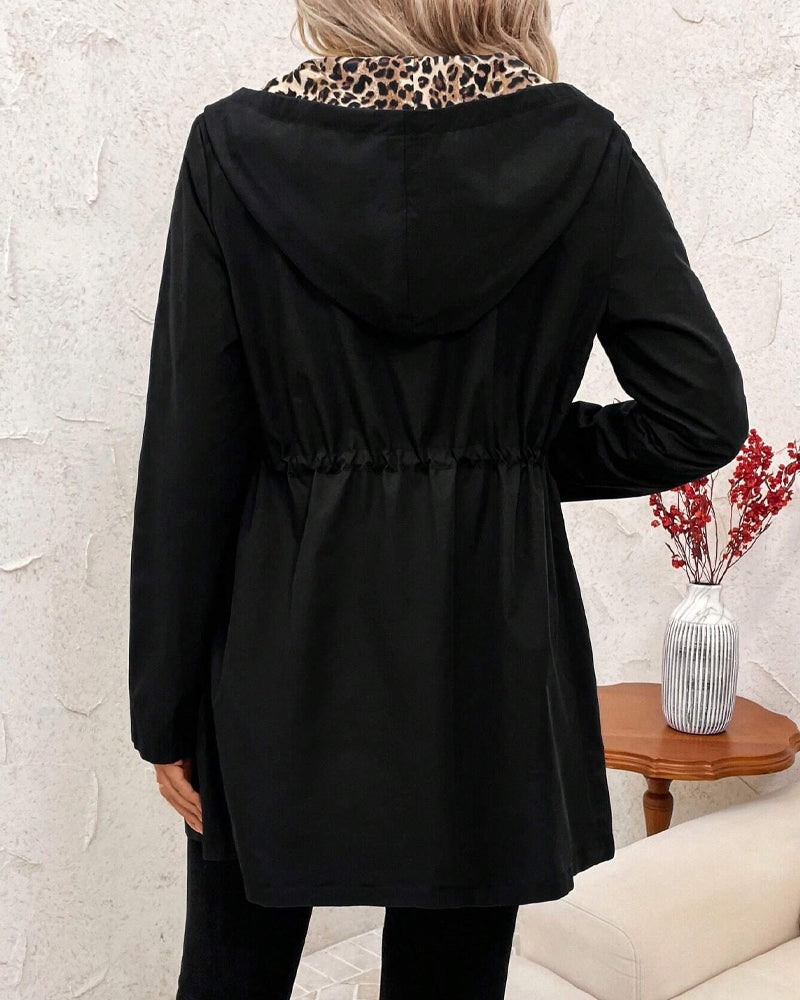Women's Leopard Print Open Front Coat
