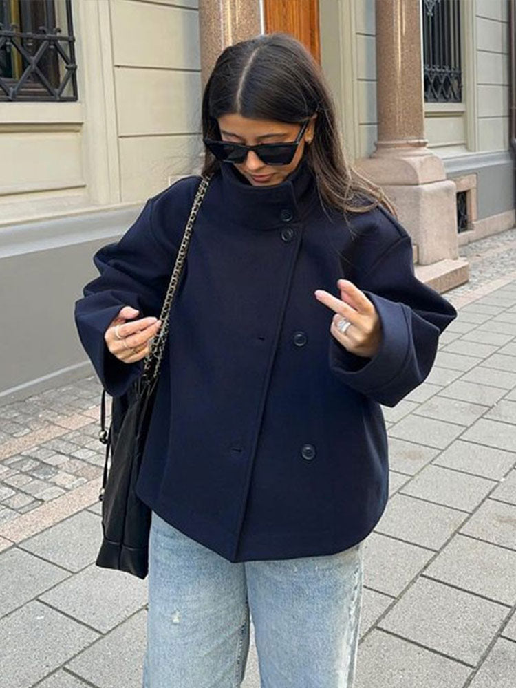 Women's Double Button Short Coat - Vonnera